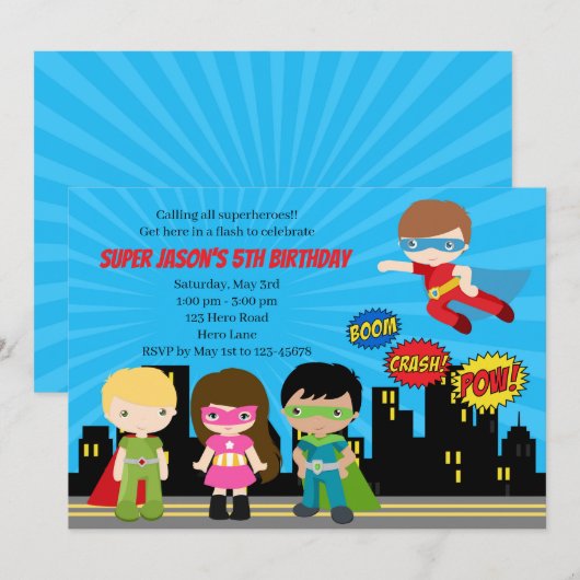 Superhelden op feestdagen (heldere kleuren) kaart (Voorkant / Achterkant)