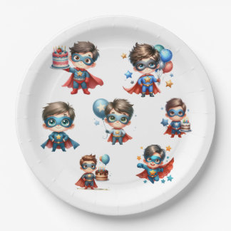 Superhelden Papieren Bord Jongens Verjaardagsfeest
