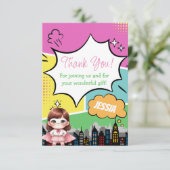 Superhelden-verjaardag Bedankkaart (Staand voorkant)