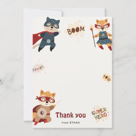 Superheldendieren Kinderen Verjaardag Bedanktkaart Bedankkaart (Voorkant)
