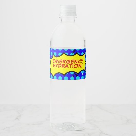 Superheldenfeest  NOOD Hydratatie  Waterfles Etiket (Voorkant)