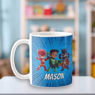 Superheldenmok met eigen naam voor jongens koffiemok