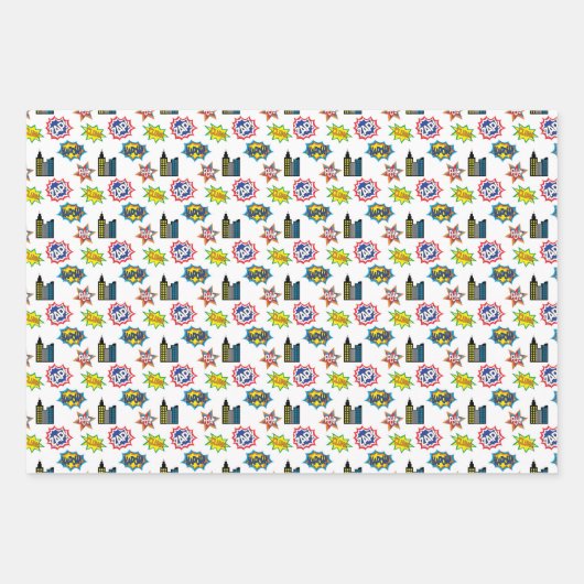 Superheldenpatroon Inpakpapier Vel (Voorkant 2)