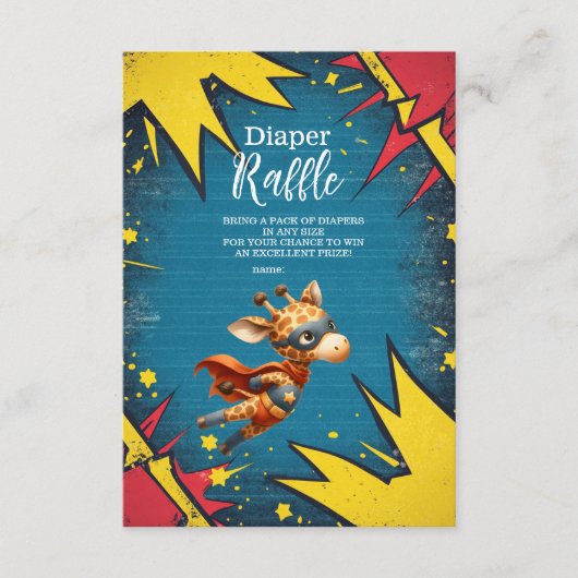 Superhero Animals Boy Baby shower Diapper Raffle Informatiekaartje (Voorkant)