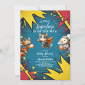 Superhero Animals Boy Baby shower Kaart (Voorkant)