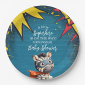 Superhero Animals Boy Baby shower Papieren Bordje (Voorkant)