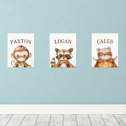 Superhero Animals Custom Kinder Muurkunst Sets (Houten vloer)