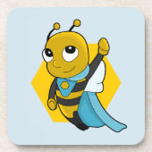 Superhero bee cartoon beverage coaster bier onderzetter (Voorkant)