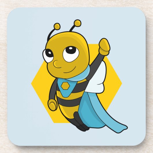 Superhero bee cartoon beverage coaster bier onderzetter (Voorkant)