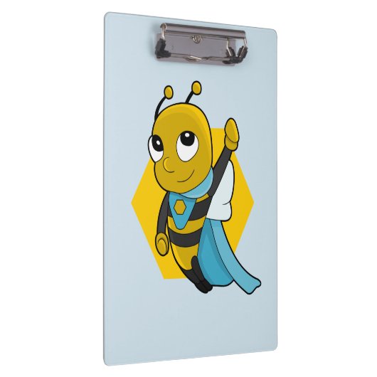 Superhero bee cartoon clipboard klembord (Rechts)