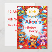 Superhero Birthday Invitation card Kaart (Voorkant / Achterkant)