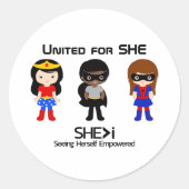 SUPERHERO Black Outline - United for SHE Ronde Sticker (Voorkant)