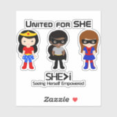 SUPERHERO Black Outline - United for SHE Sticker (Vel)