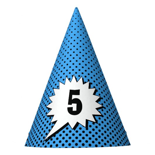 Superhero Blue Back Dot – Gepersonaliseerde leefti Feesthoedjes (Voorkant)