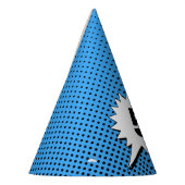 Superhero Blue Back Dot – Gepersonaliseerde leefti Feesthoedjes (Links)