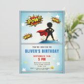 Superhero Boy Birthday Party Kaart (Staand voorkant)