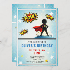 Superhero Boy Birthday Party Kaart