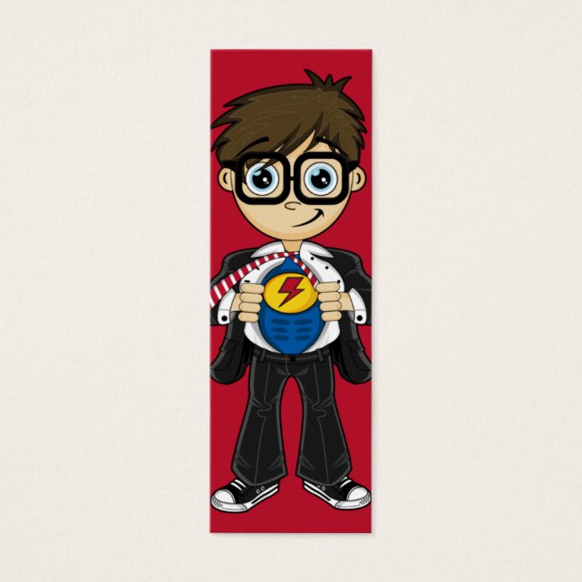 Superhero Boy Bladwijzer Mini Visitekaartjes (Voorkant)
