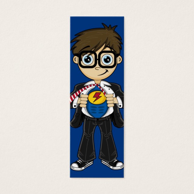 Superhero Boy Bladwijzer Mini Visitekaartjes (Voorkant)