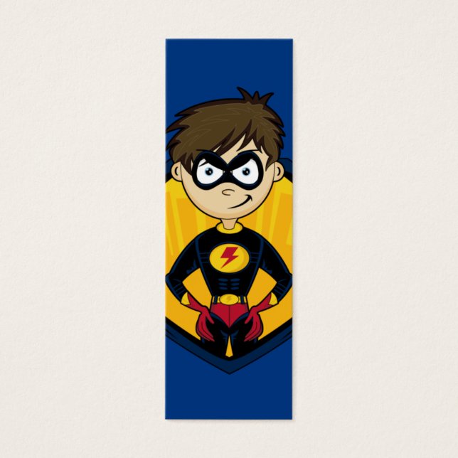 Superhero Boy Bladwijzer Mini Visitekaartjes (Voorkant)