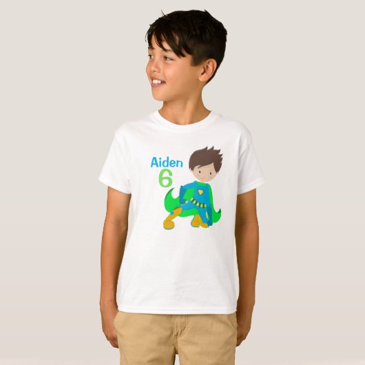 Superhero Boy Verjaardagsfeestje Aangepaste Kinder T-shirt (Voorkant volledig)