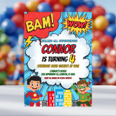 Superhero Boys Birthday Party Invitation Kaart