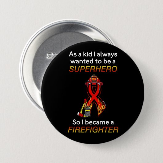 SUPERHERO...brandweerman Ronde Button 7,6 Cm (Voorkant /achterkant)