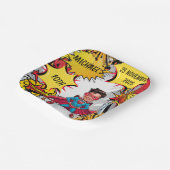 Superhero Caricature Party Cityscape Papieren Bordje (Gebogen)