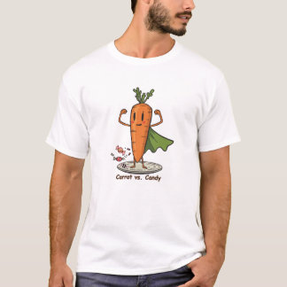 Superhero Carrot Vs Candy Fun T-shirt