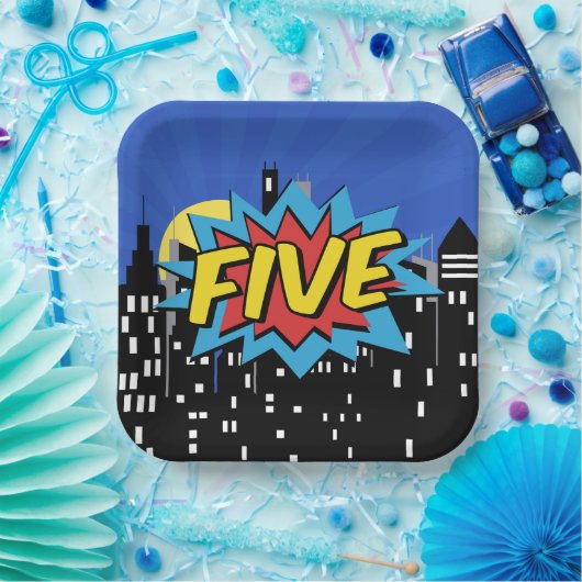 Superhero Comic 5th Birthday Party Bord (Feest)