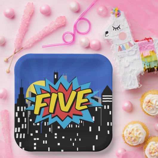 Superhero Comic 5th Birthday Party Bord (Feest)