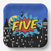 Superhero Comic 5th Birthday Party Bord (Voorkant)