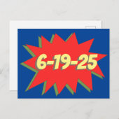 Superhero Comic bewaart de datum Aankondigingskaart (Voorkant / Achterkant)