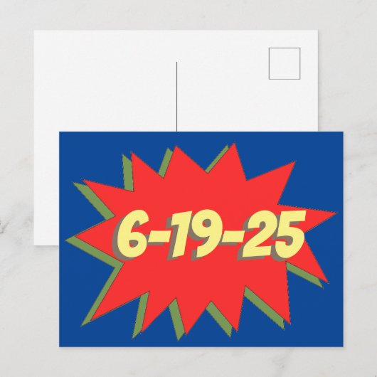 Superhero Comic bewaart de datum Aankondigingskaart (Voorkant / Achterkant)