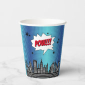 Superhero Comic Boek elke leeftijd Verjaardag Papi Papieren Bekers (Achterkant)