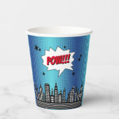 Superhero Comic Boek elke leeftijd Verjaardag Papi Papieren Bekers (Voorkant)