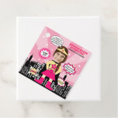 Superhero Comic Boek Stijl Meisje Verjaardag Foto Bedankjes Labels (In situ)