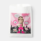 Superhero Comic Boek Stijl Meisje Verjaardag Foto Bedankzakje (Voorkant)
