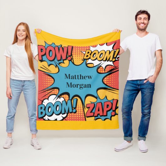 Superhero Comic Book Pop Art Boy Birthday Gift Fleece Deken (In situ)