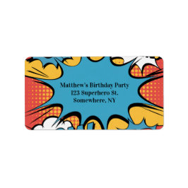 Superhero Comic Book Pop Art Boy Birthday Party Etiket