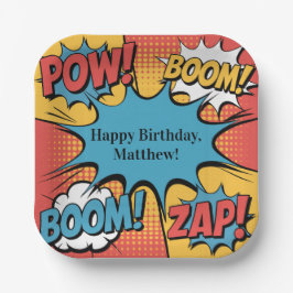 Superhero Comic Book Pop Art Boy Birthday Party Papieren Bordje