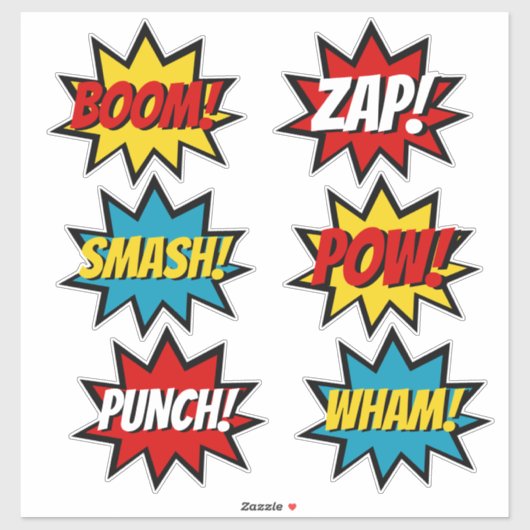 Superhero Comic Book Stijl Zes Tekst Bubbels Sticker (Vel)