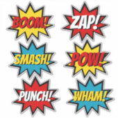 Superhero Comic Book Stijl Zes Tekst Bubbels Sticker (Voorkant)