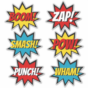 Superhero Comic Book Stijl Zes Tekst Bubbels Sticker