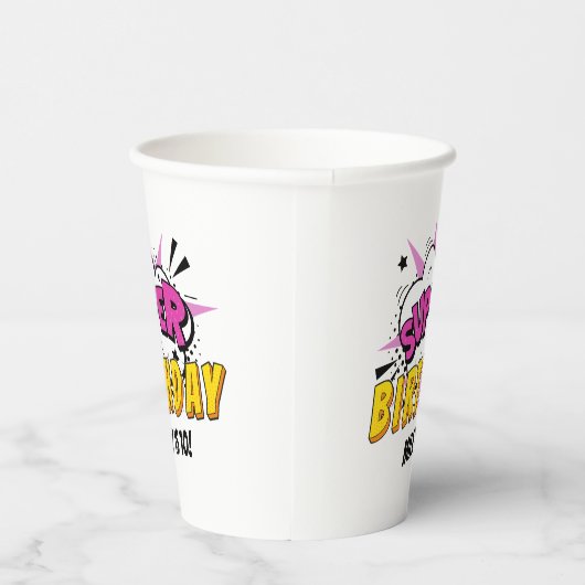 Superhero Comic Book Verjaardag van het meisje Papieren Bekers (Rechts)