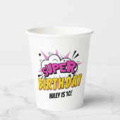 Superhero Comic Book Verjaardag van het meisje Papieren Bekers (Voorkant)