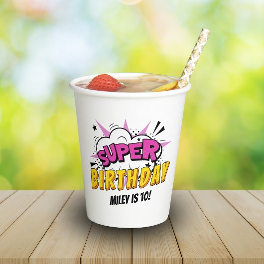 Superhero Comic Book Verjaardag van het meisje Papieren Bekers