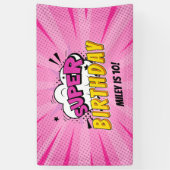 Superhero Comic Book Verjaardag van het meisje Spandoek (Verticaal)