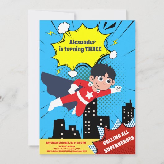 Superhero Comic Book Verjaardagsfeest Kaart (Voorkant)