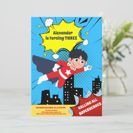 Superhero Comic Book Verjaardagsfeest Kaart (Staand voorkant)